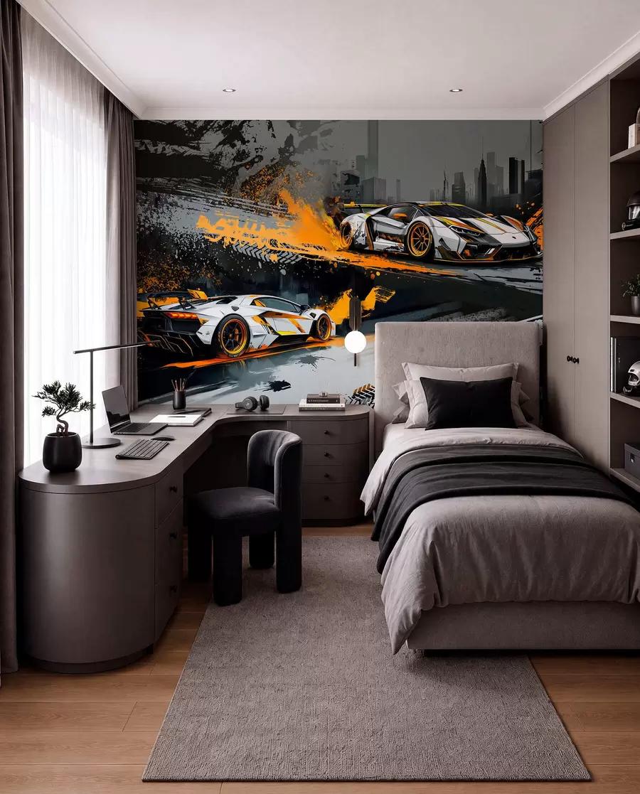 zidne murale hard grange stil, ekspresivni, dinamični sportski automobili w03721
