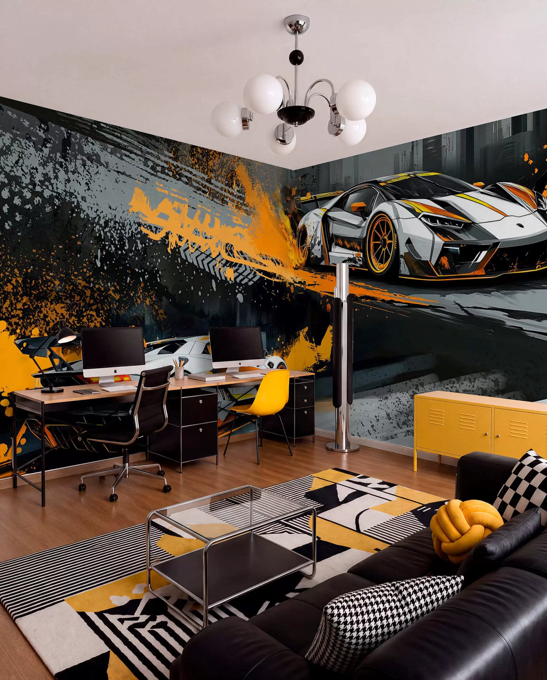 zidne murale hard grange stil, ekspresivni, dinamični sportski automobili w03721