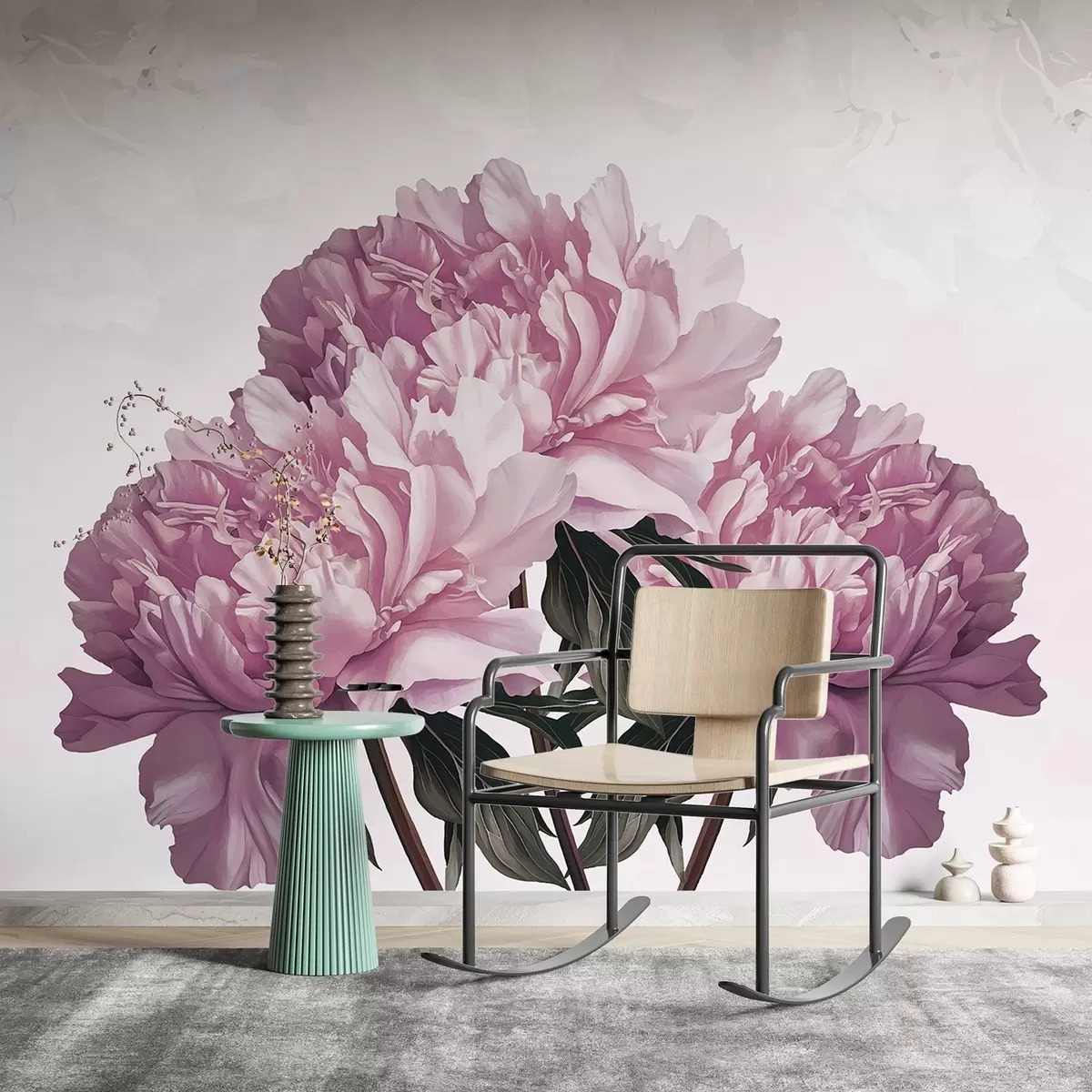 zidne murale Veliki ružičasti cvjetovi w03545v1