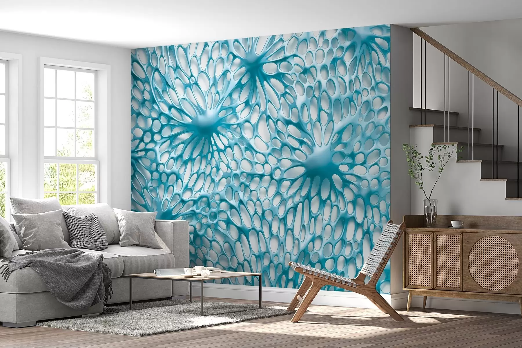 zidne murale Nacrtana volumetrijska paukova mreža w03820v1