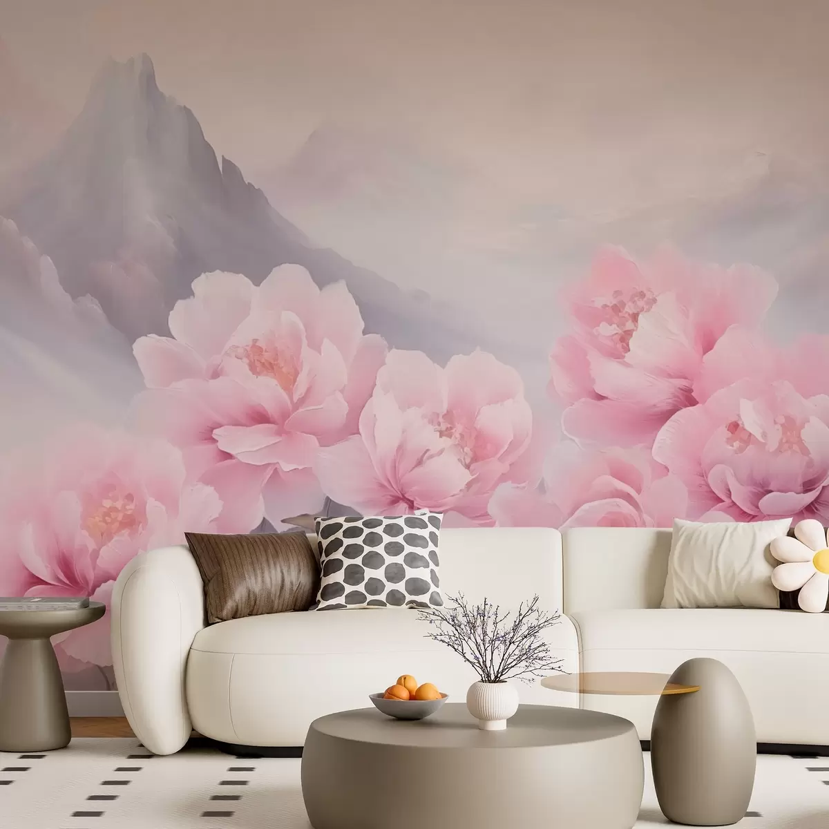 zidne murale Ruže na pozadini planina w03852