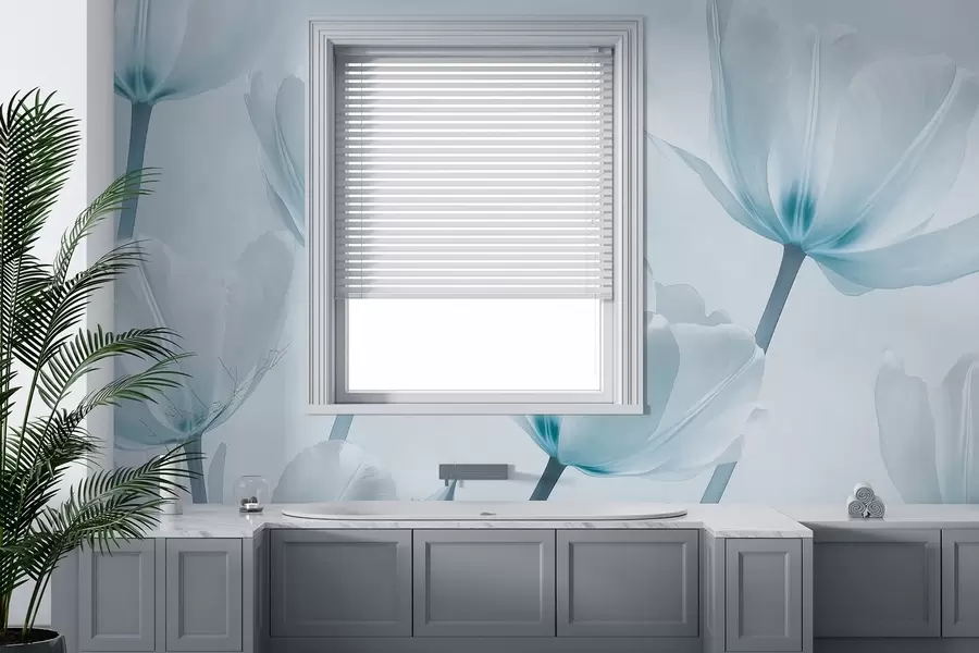 zidne murale Prekrasni tulipani, cvjetni, plave boje, realizam w03877v1