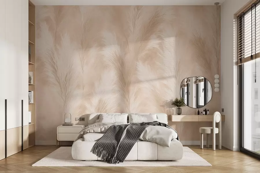 zidne murale Pampas trava u bež i ružičastim tonovima w09077