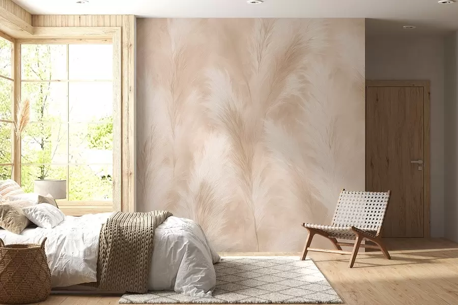 zidne murale Pampas trava u bež i ružičastim tonovima w09077