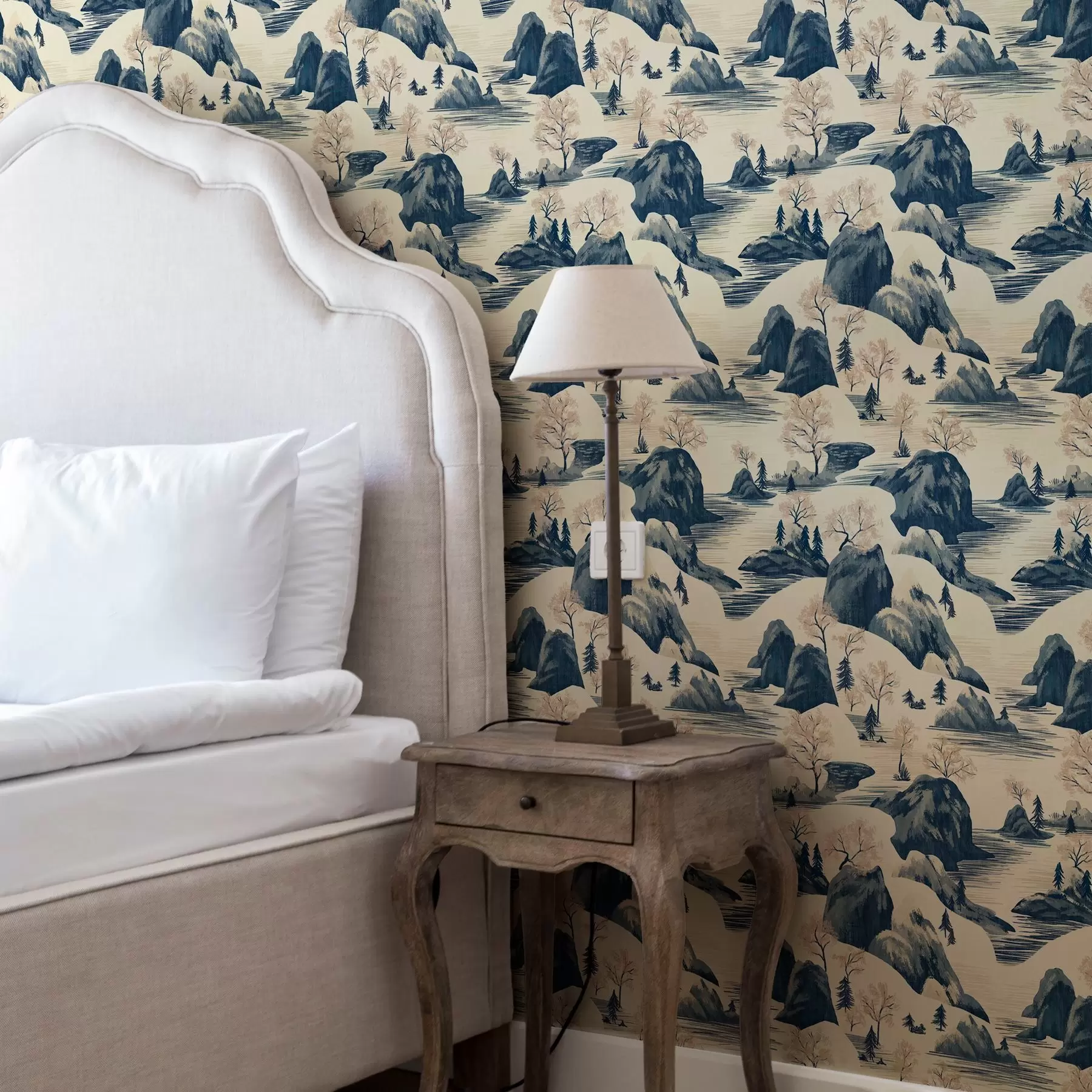 zidne murale Zimski pejzaži s planinskom rijekom u plavim nijansama a00103