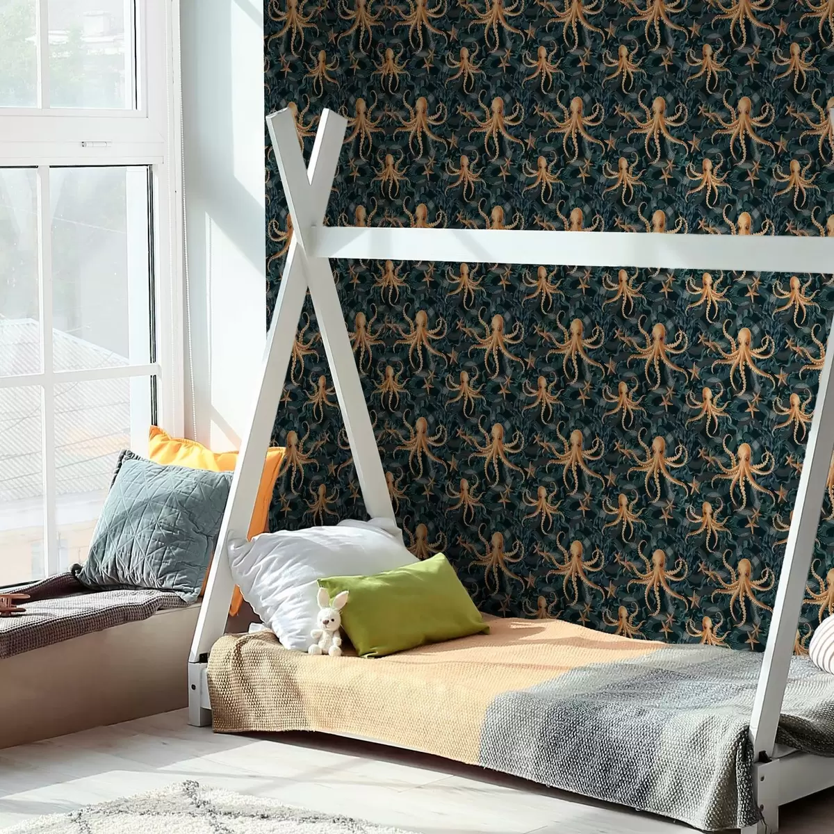 Pozadina Hobotnice na tamnoplavoj pozadini a00120v1