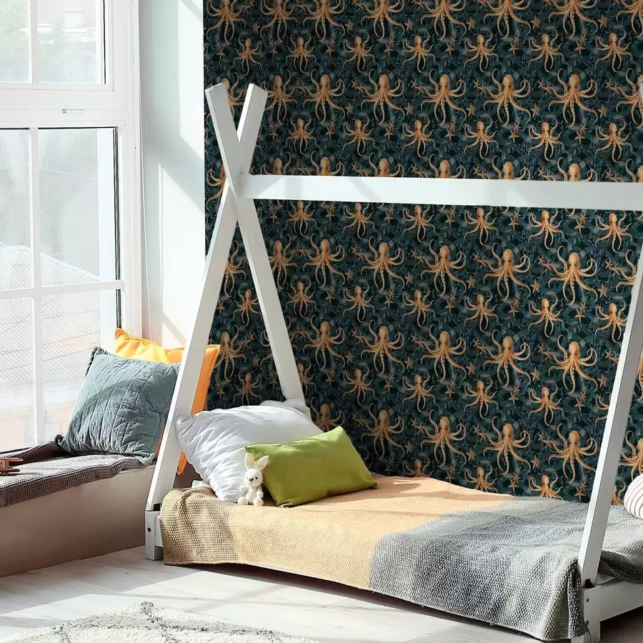 zidne murale Hobotnice na tamnoplavoj pozadini a00120v1