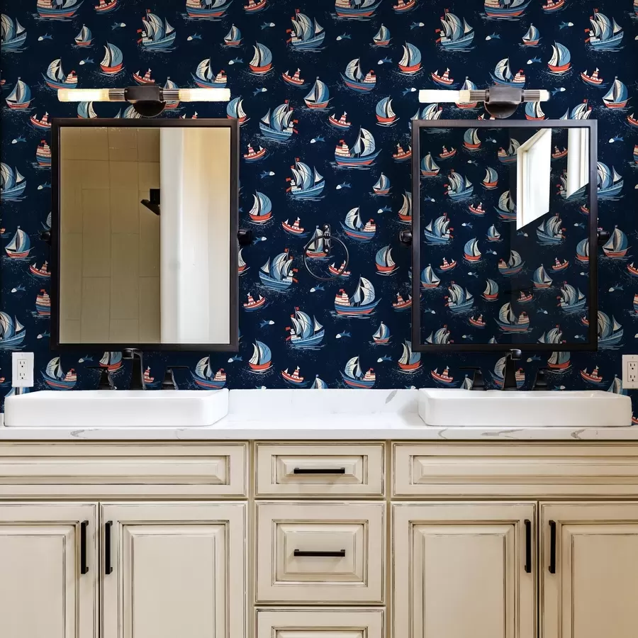 zidne murale Brodovi na plavoj pozadini a00126v1