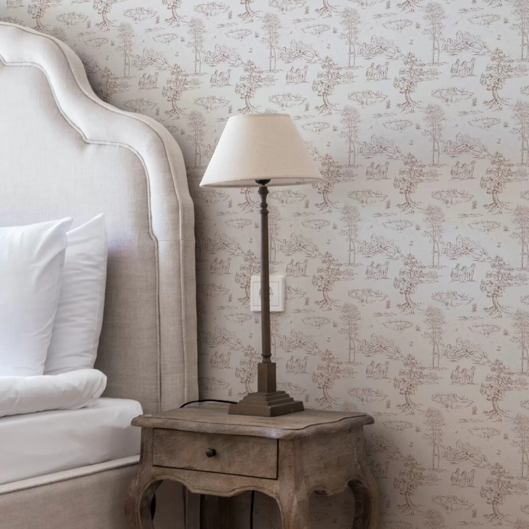 zidne murale Ruralni krajolik s dvorcem i konjima a00133