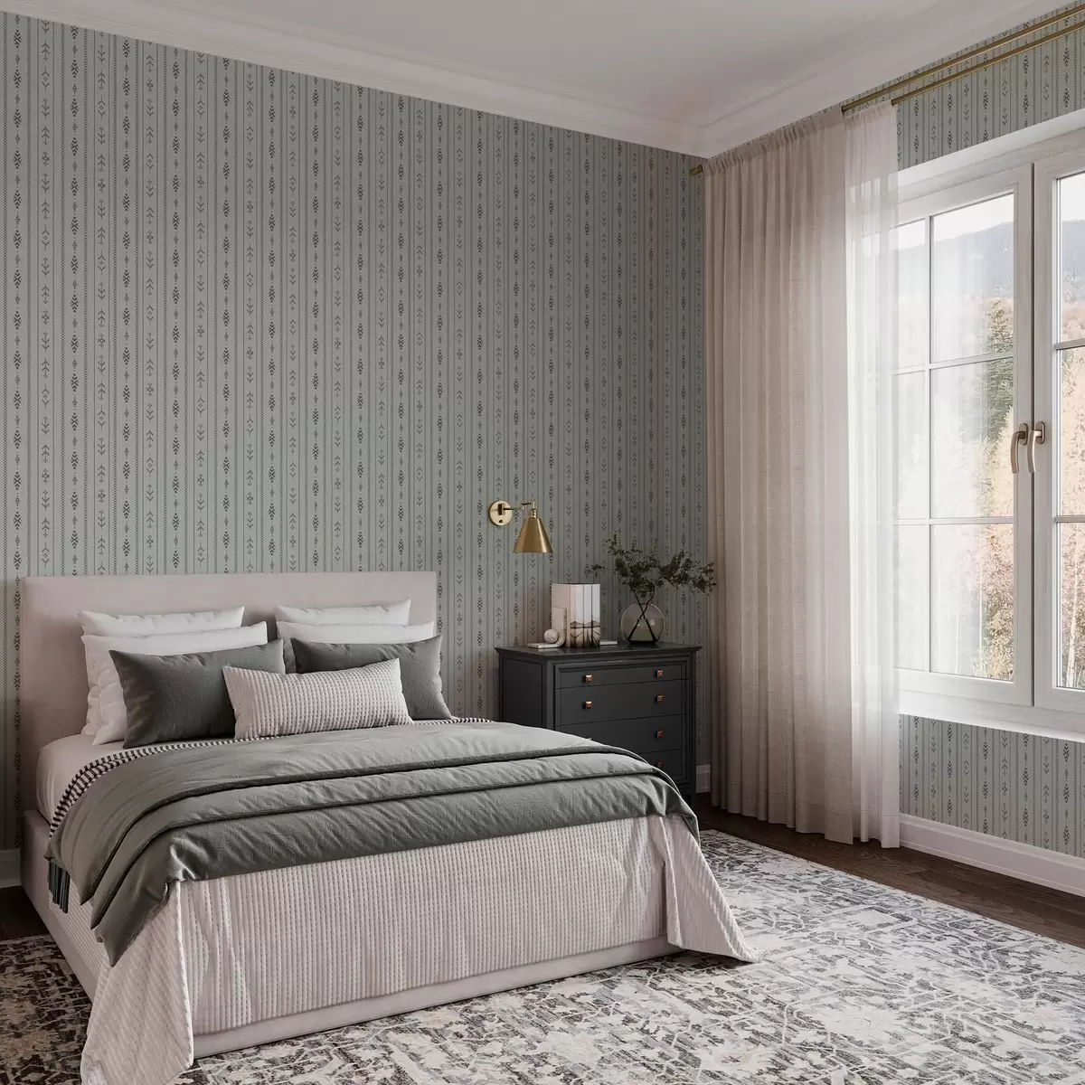 Pozadina Etno motiv s uzorcima u sivoj i mint boji a00138