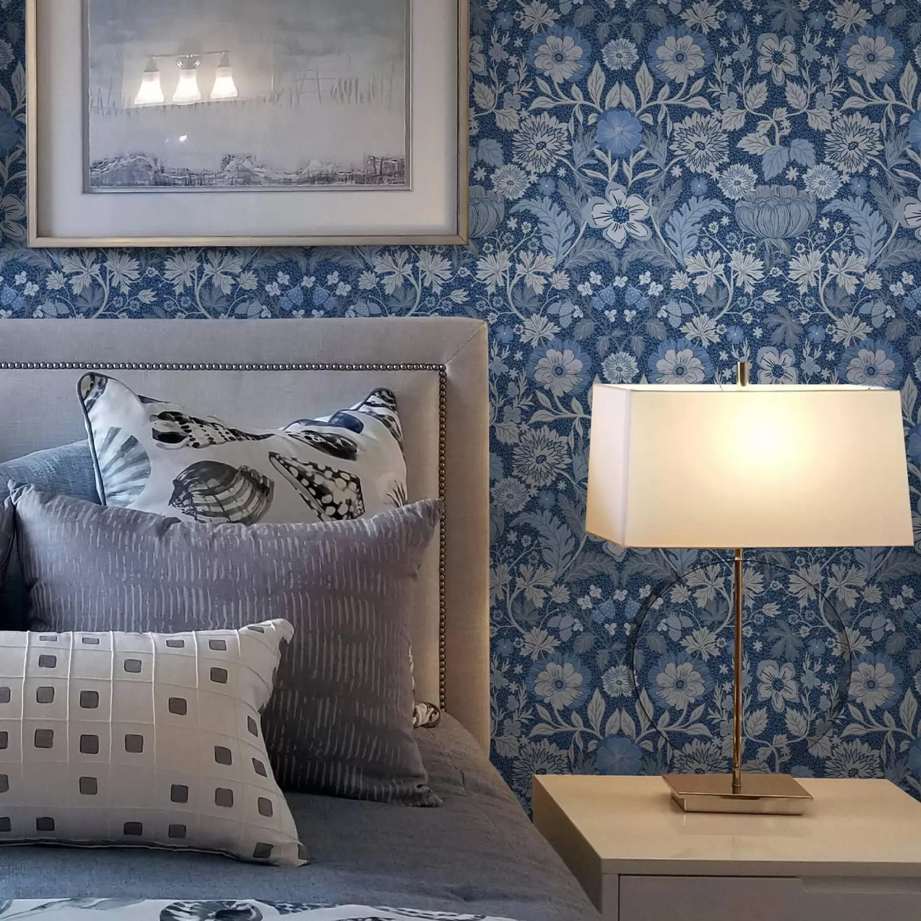 zidne murale Plavi botanički print u vintage stilu a00145v2