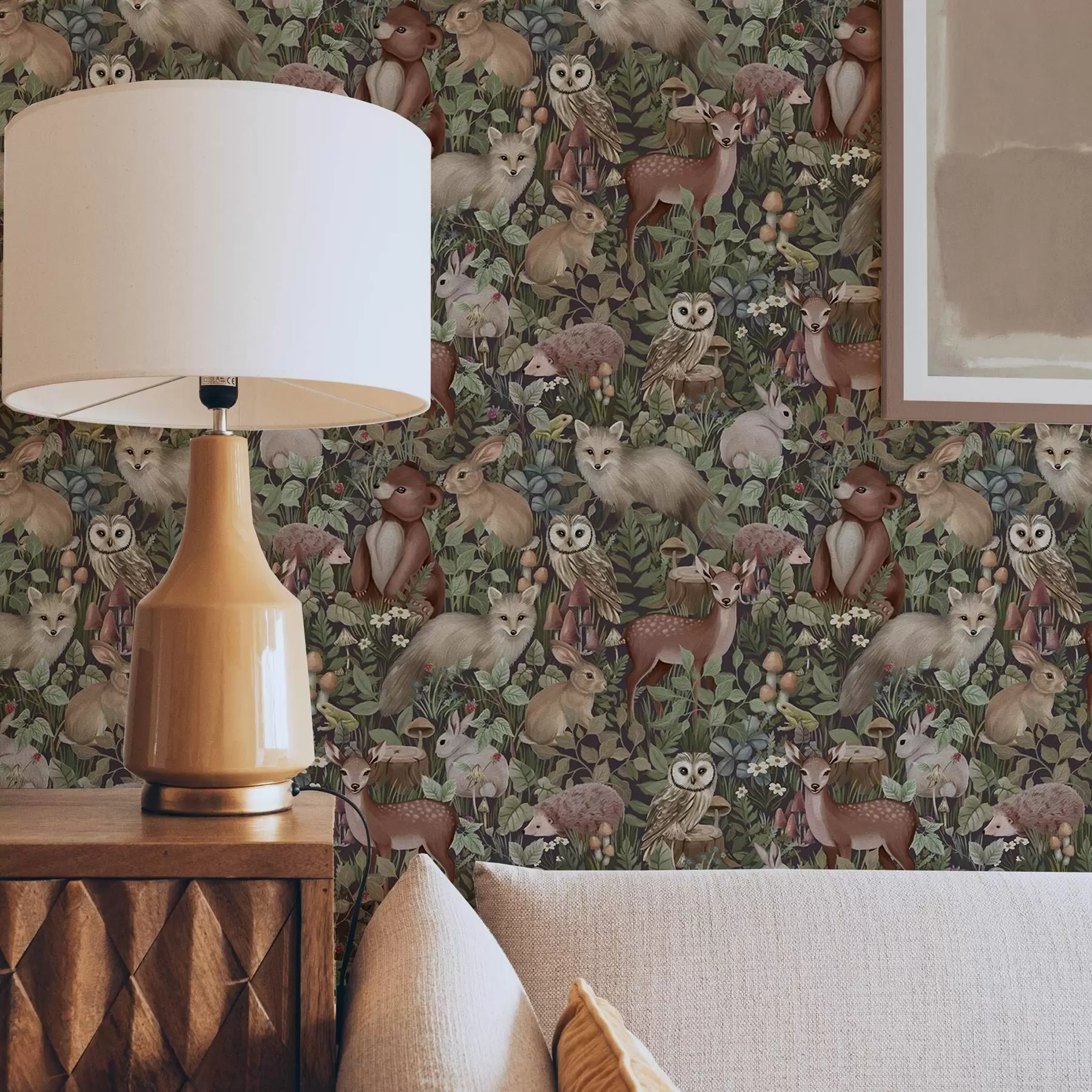 zidne murale Šumske životinje u stilu bajke a00156