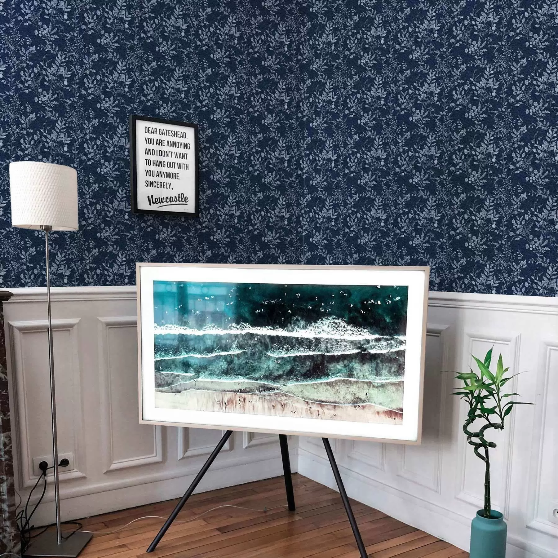 zidne murale Svijetli botanički print na tamnoj pozadini a00166