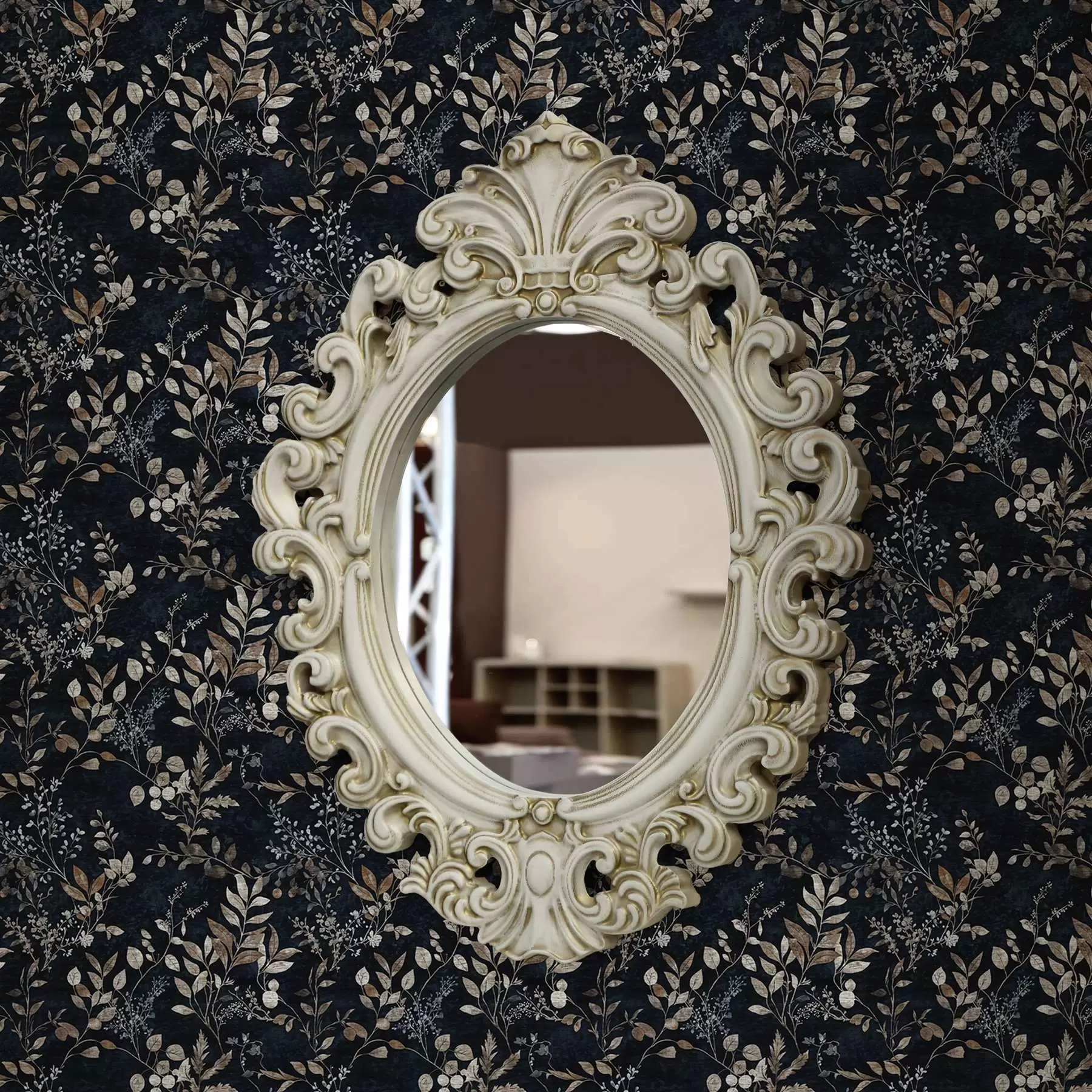 zidne murale Klasični cvjetni print u svijetlim bojama na tamnoj pozadini a00166v2