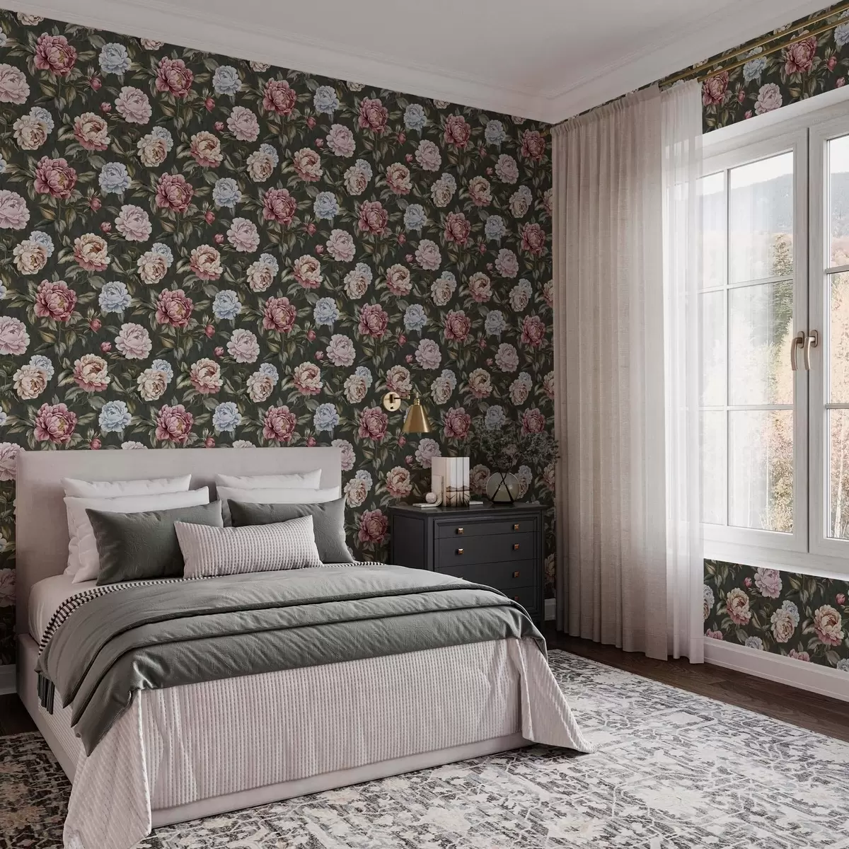 Pozadina Božuri na tamnozelenoj pozadini a00106