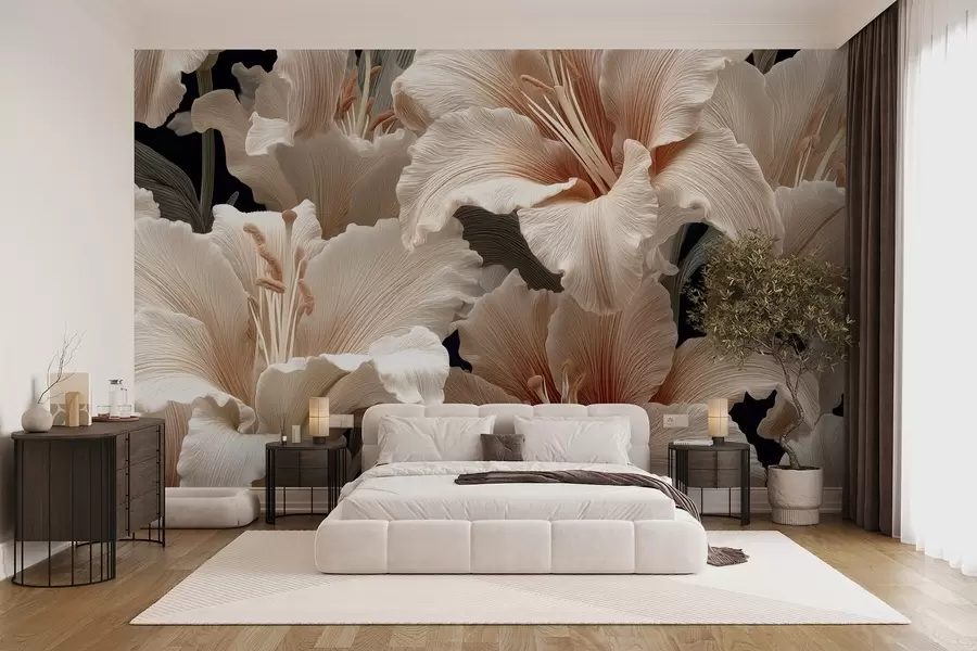 zidne murale Nježni bež ljiljani w09090