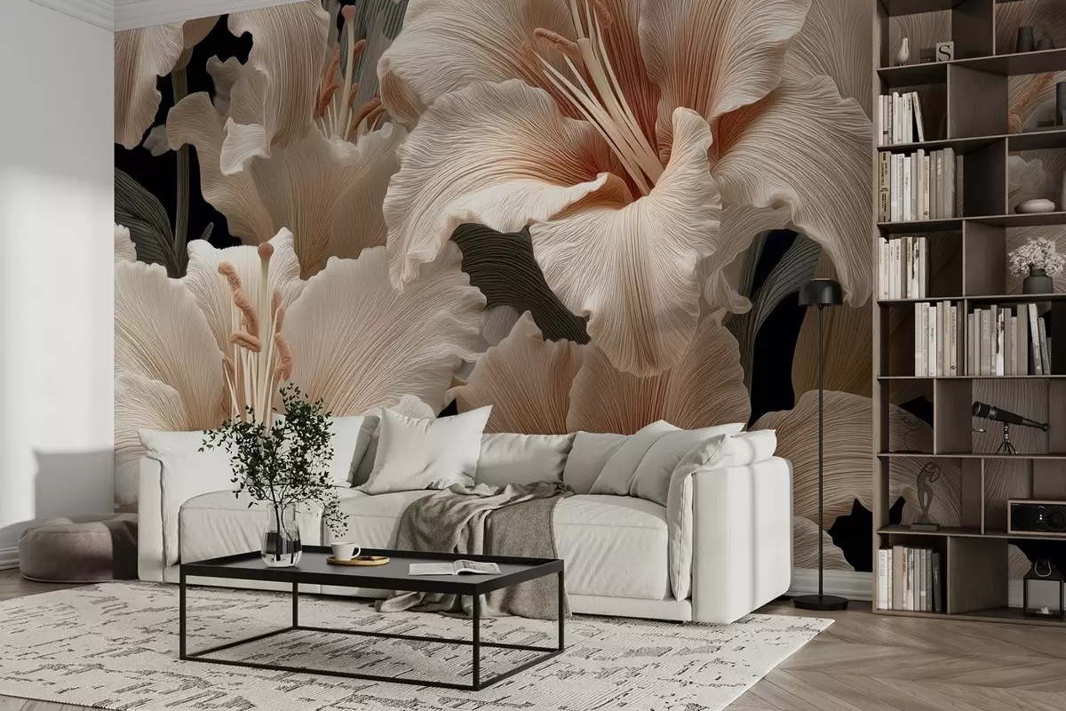 zidne murale Nježni bež ljiljani w09090