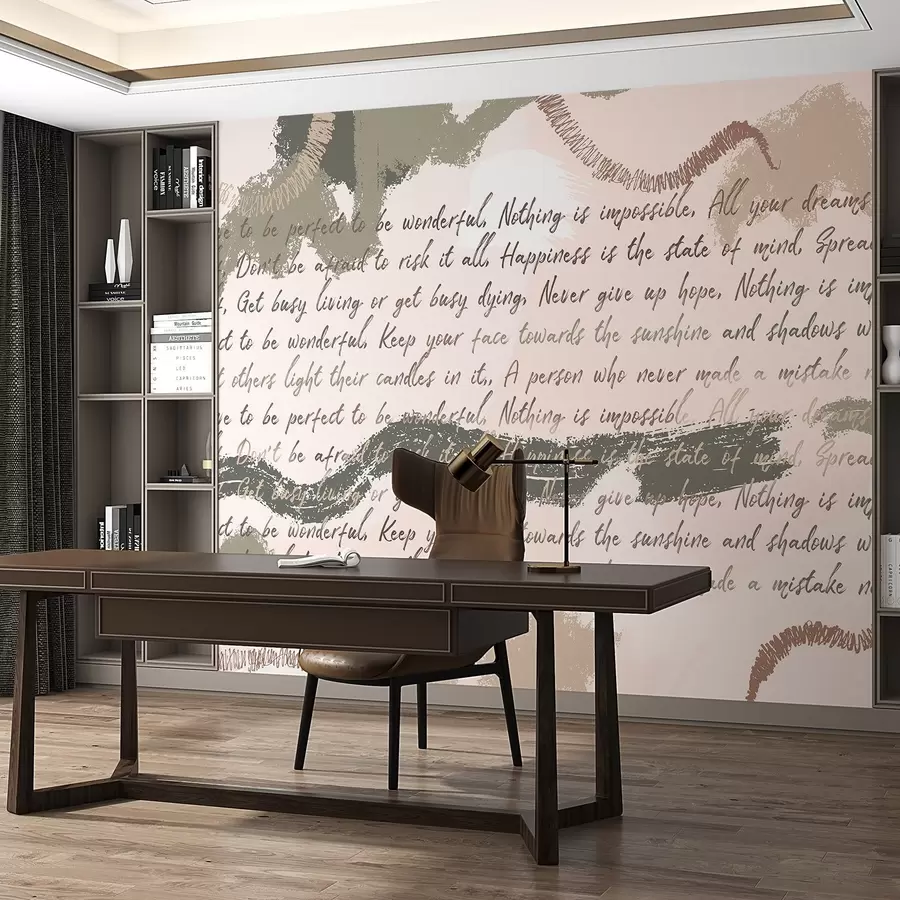 zidne murale Dizajn s inspirativnim citatima, apstrakcija, prirodne boje w03909