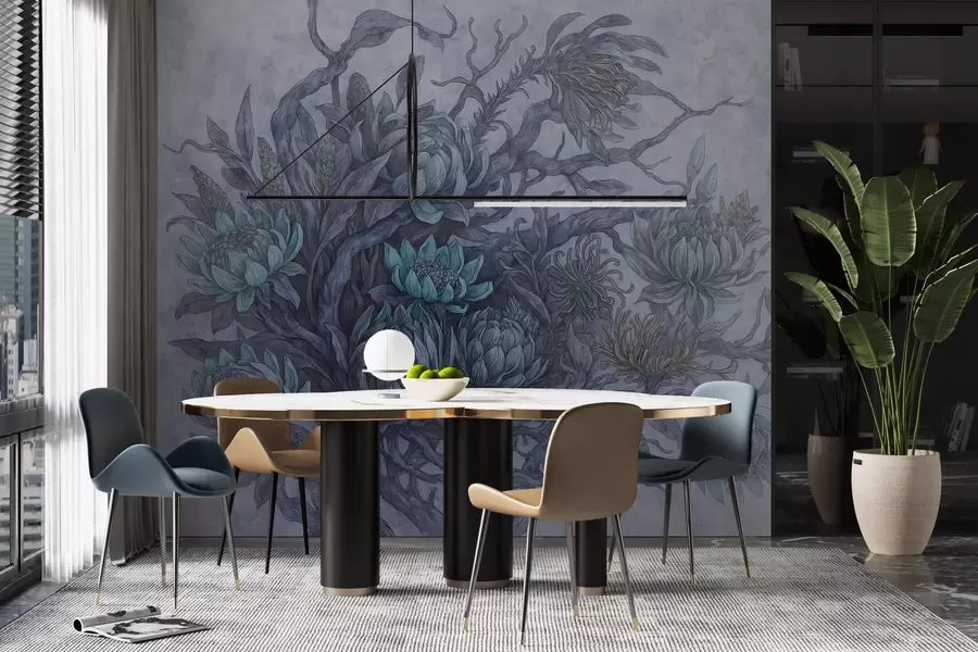 zidne murale Hirovito cvijeće w03975v1