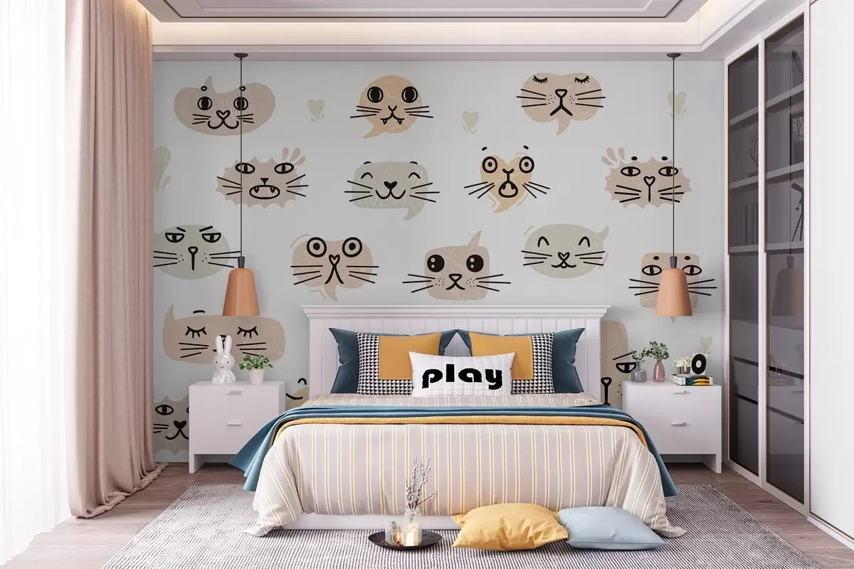 zidne murale Mačja lica w03951