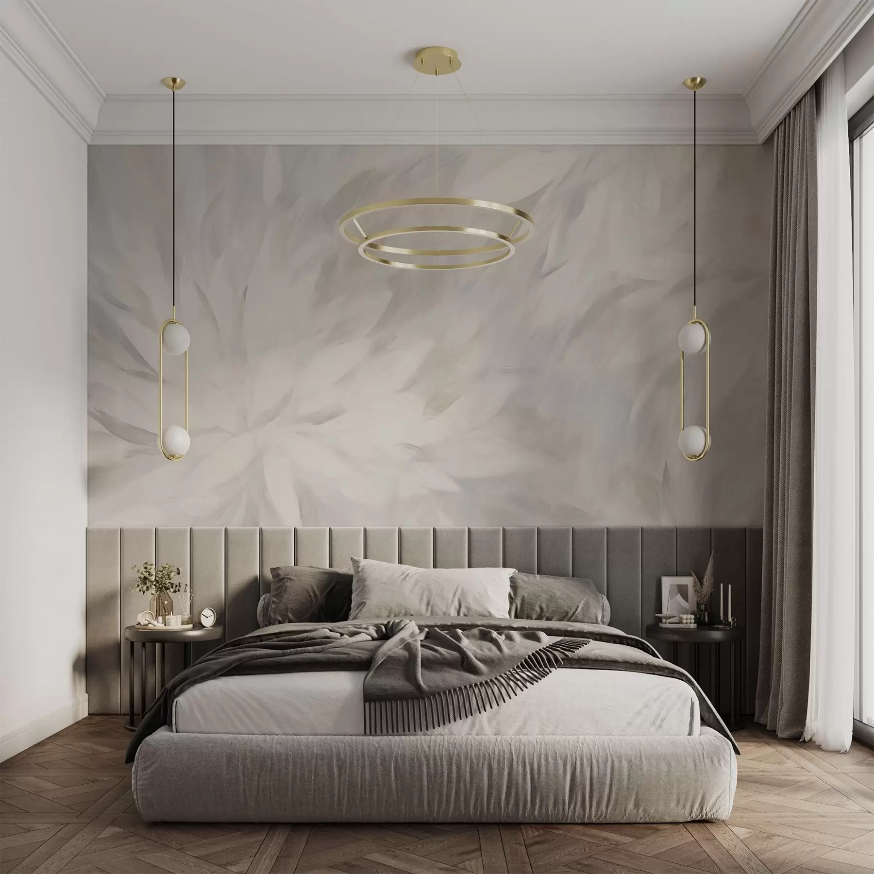 zidne murale Cvijeće u stilu mekih poteza w03986
