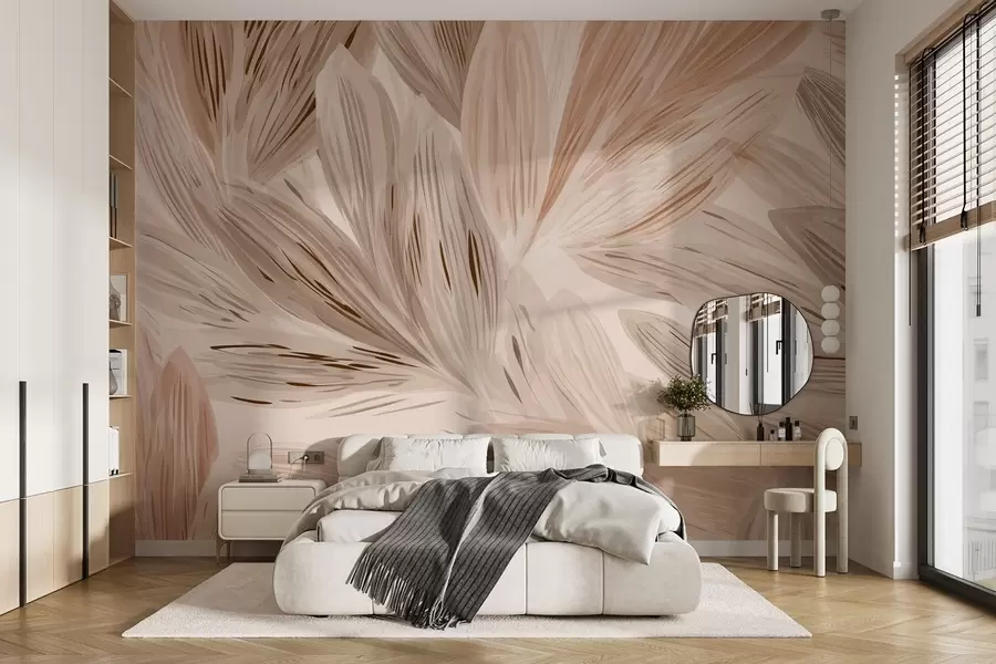 zidne murale Bež biljke, lagana apstrakcija u stilu akvarela w09127