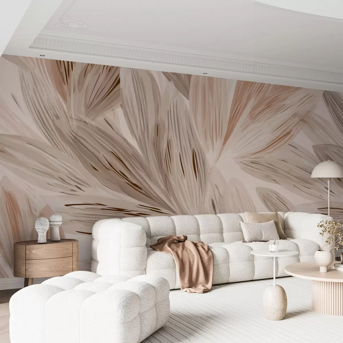 zidne murale Bež biljke, lagana apstrakcija u stilu akvarela w09127