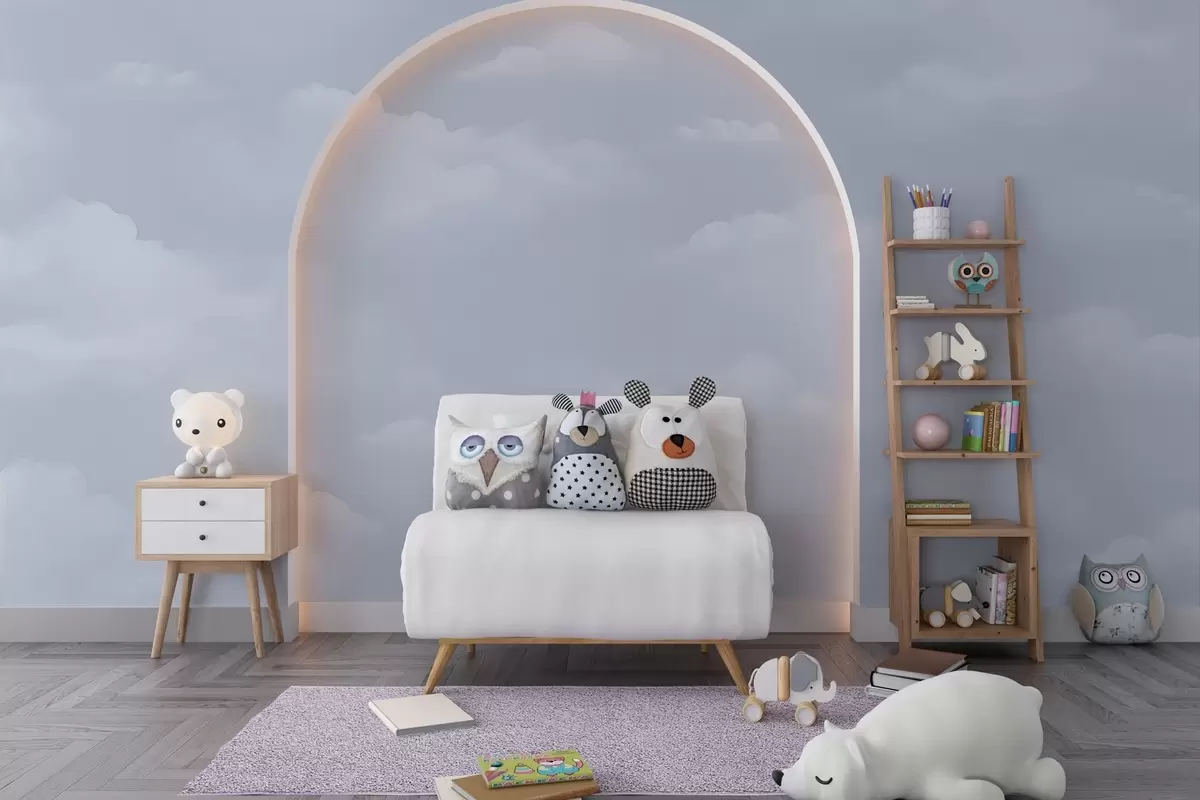 zidne murale Plavi oblaci u tehnici svijetlog akvarela w03994v1