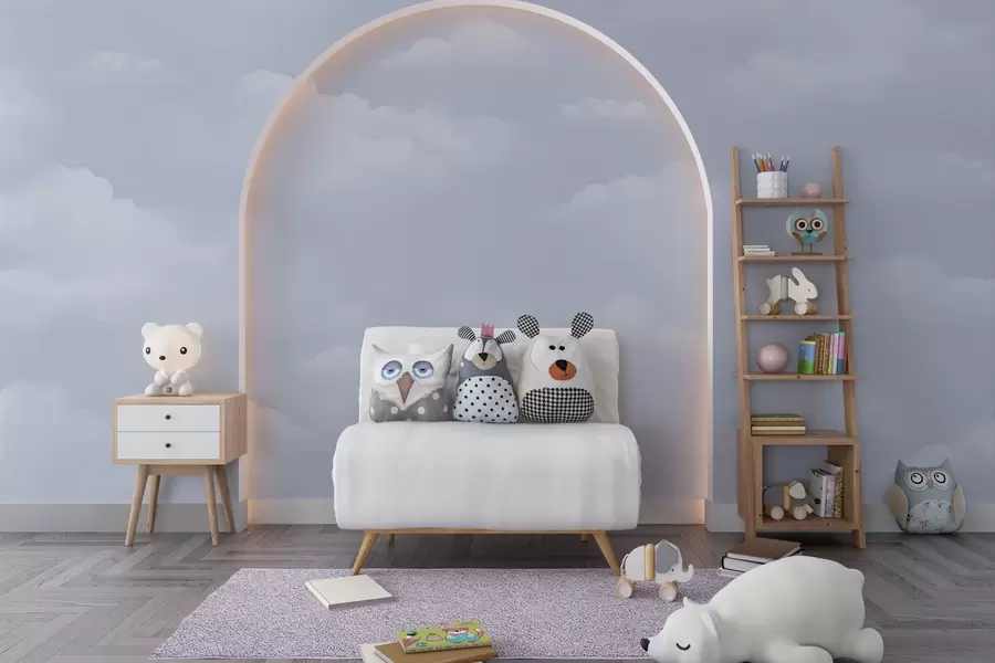 zidne murale Plavi oblaci u tehnici svijetlog akvarela w03994v1