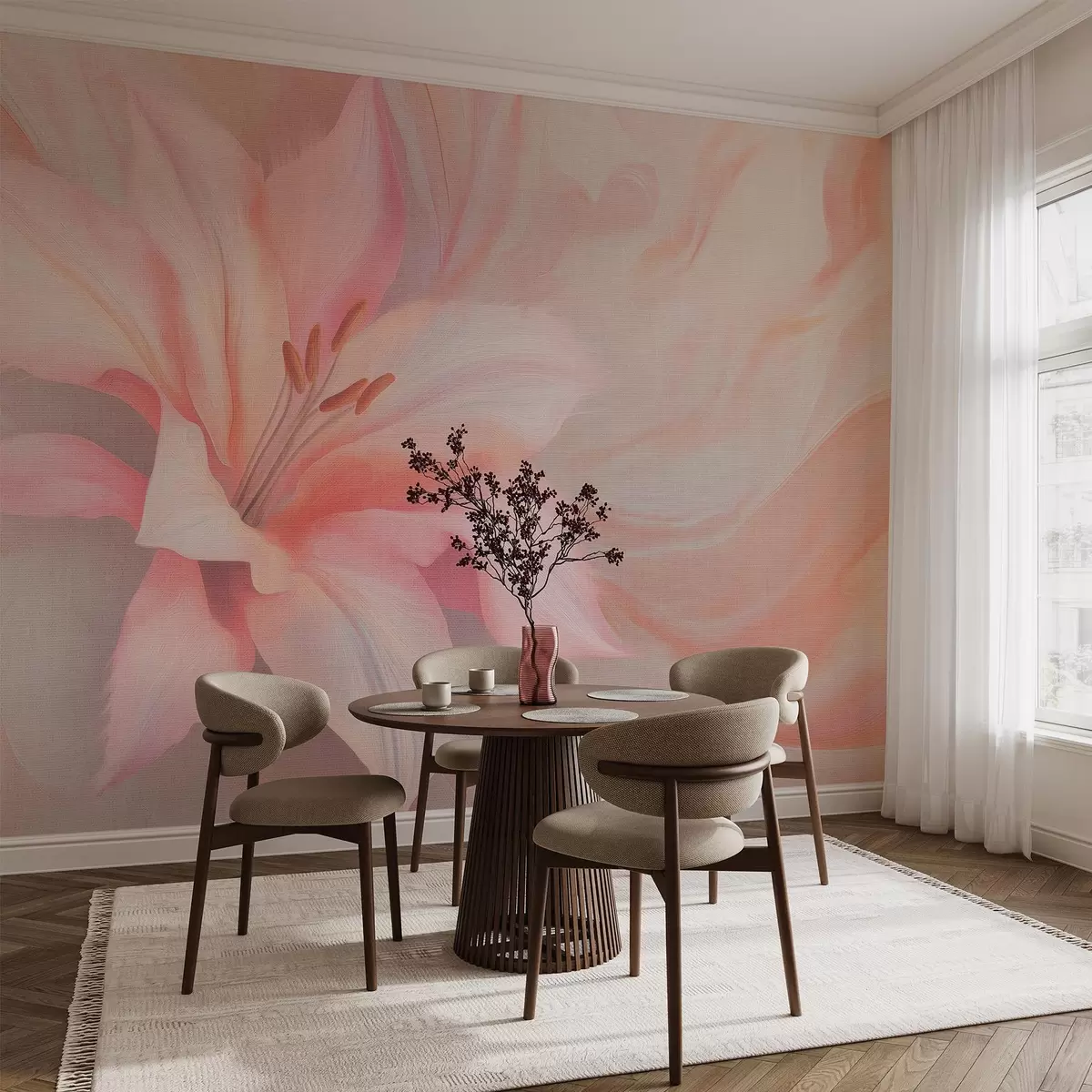 zidne murale Fluidna apstrakcija cvijeta ljiljana, cvjetni, šareni crtež w04006