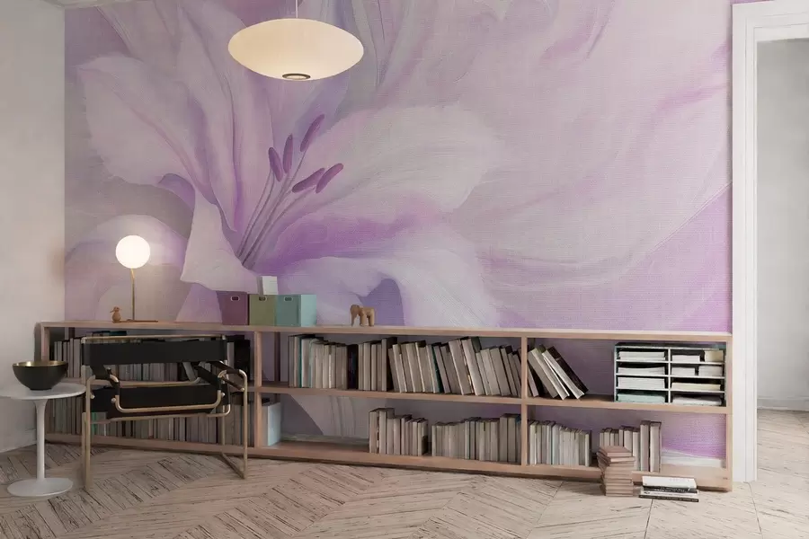 zidne murale Fluidna apstrakcija cvijeta ljiljana, cvjetne, ljubičaste boje w04006v1