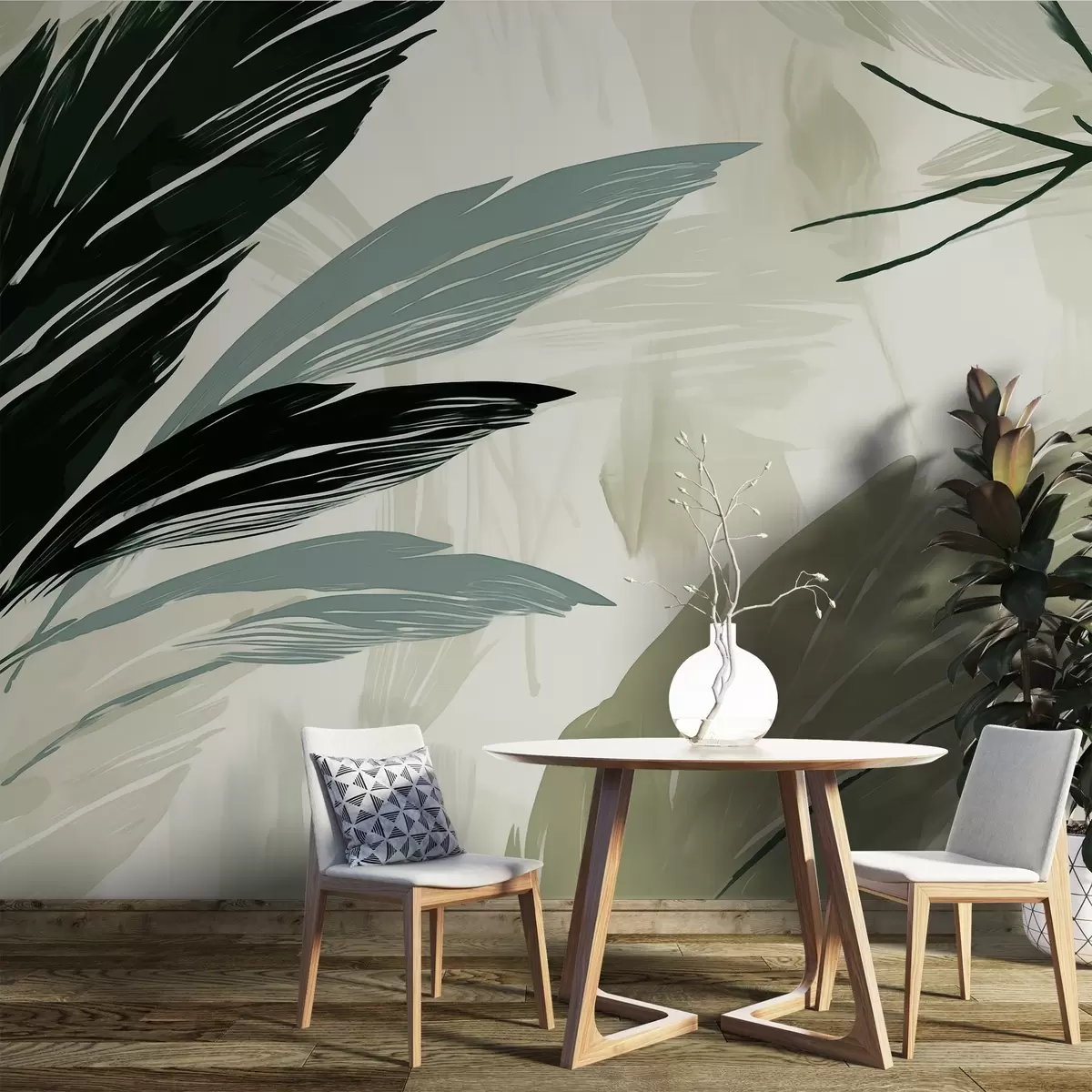 zidne murale Apstraktno raznobojno perje w04037v3