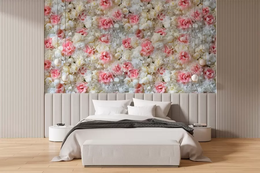 zidne murale cvjetajući zid božura w03963