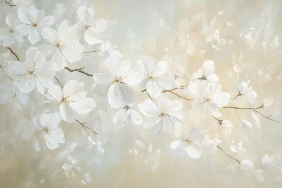 zidne murale Nježna cvjetajuća grana marelice u stilu uljane slike u pastelnim bojama w04029