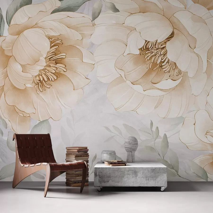 zidne murale Akvarel imitacije žutih božura w03932v1