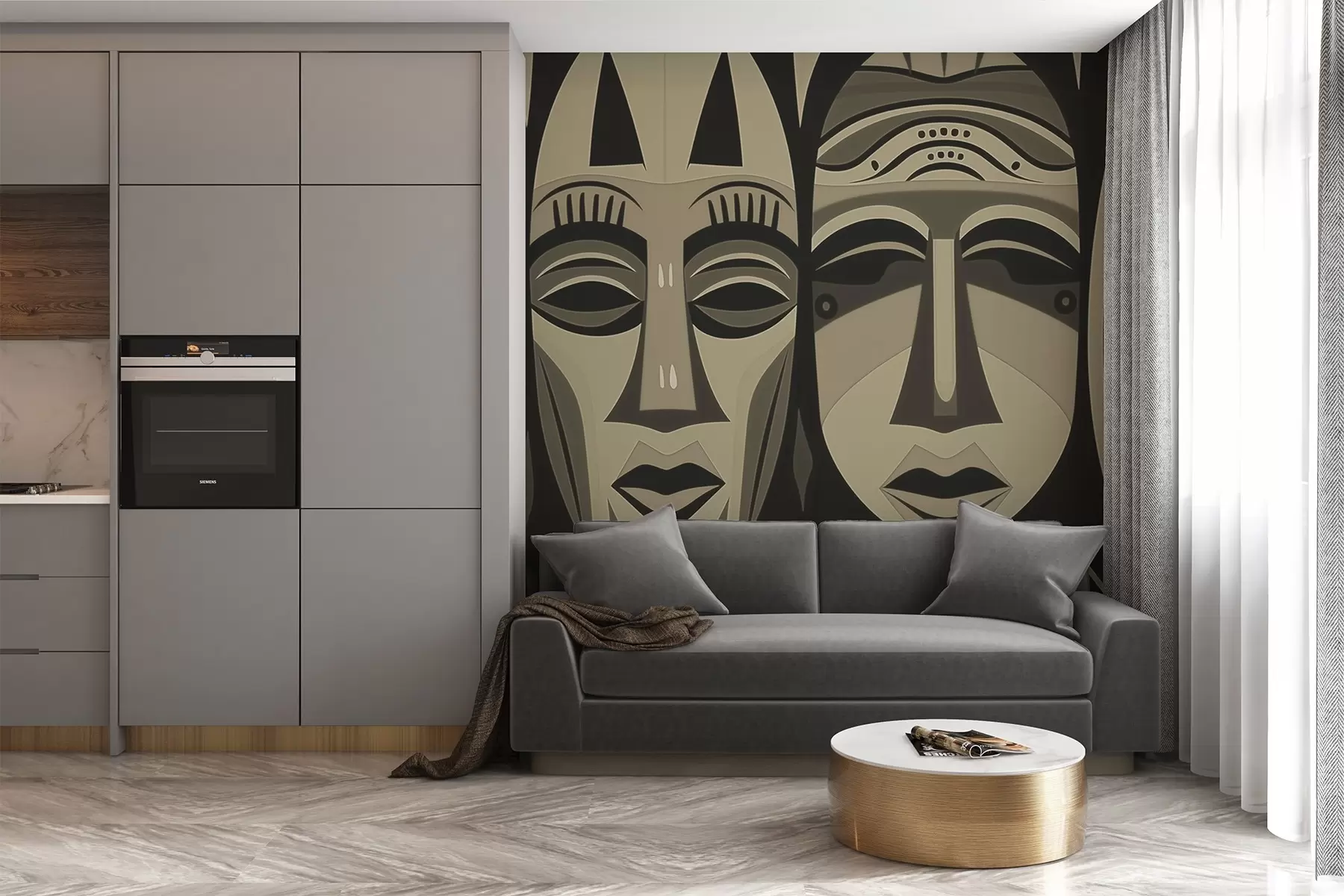 zidne murale Afričke maske w04043