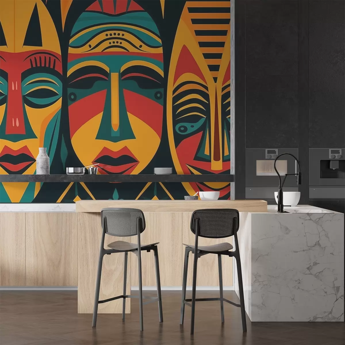 zidne murale Afričke maske w04043v2