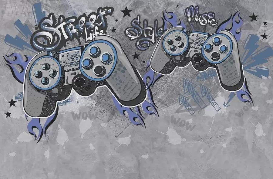 zidne murale Konzole u stilu ulične umjetnosti na grunge zidu w04054