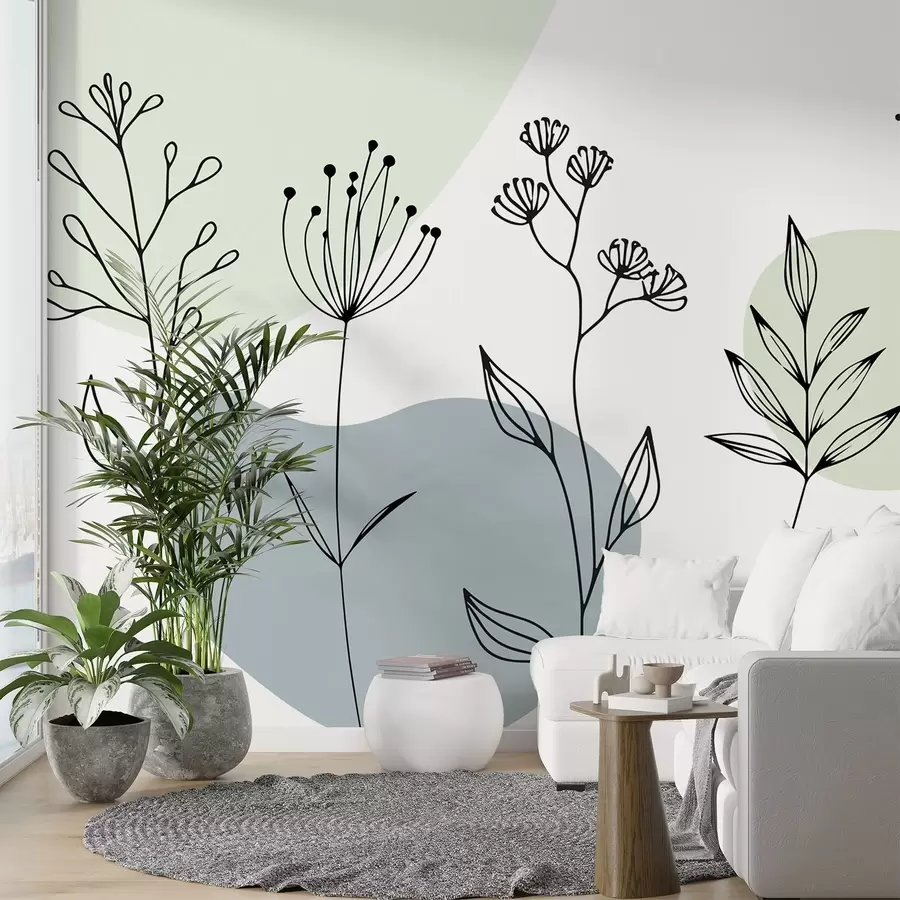 zidne murale Boho cvjetni obris w04080v1