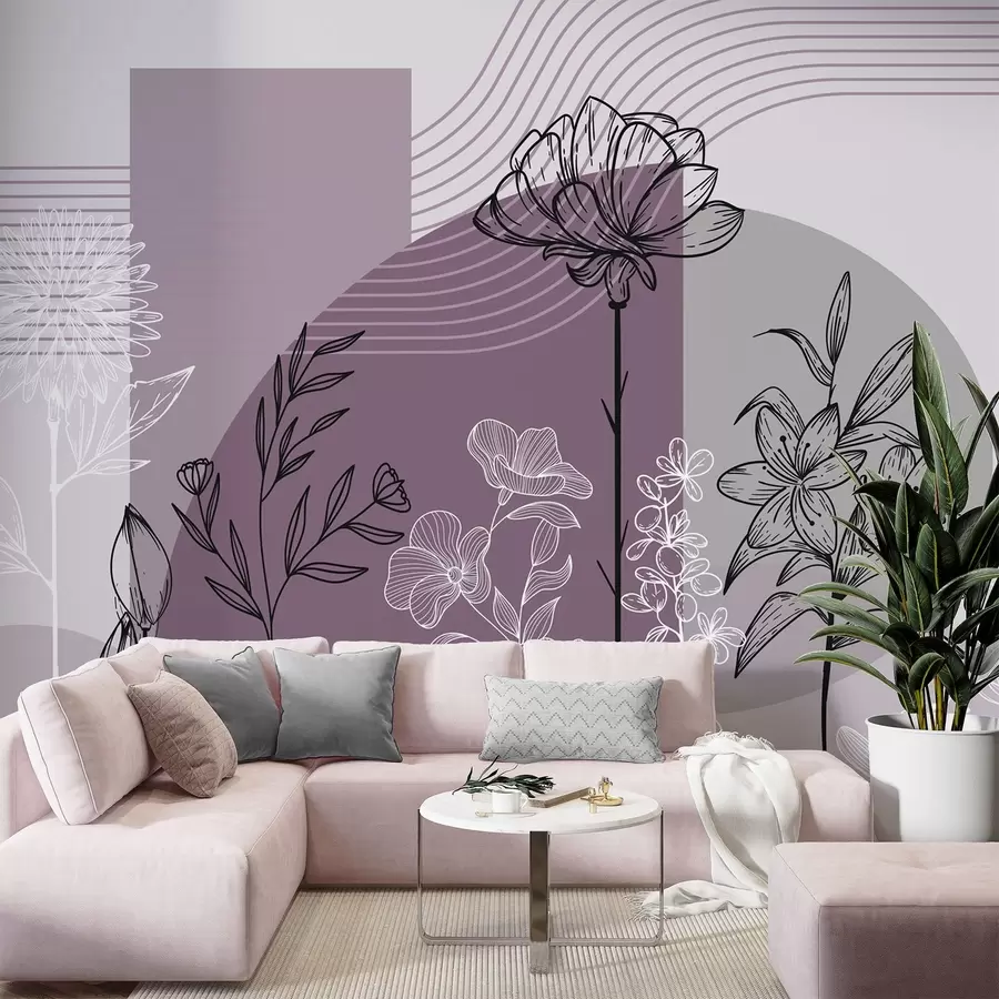zidne murale Boho cvjetni obris w04081v2