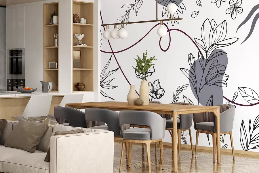 zidne murale Boho cvjetni obris w04082v1