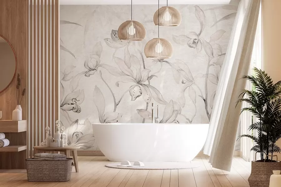 zidne murale Divlje orhideje, nijanse bež w03933v1