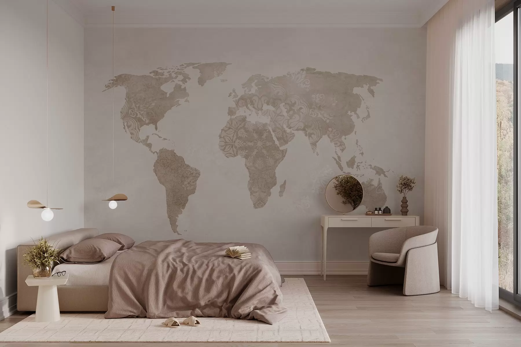 zidne murale Karta svijeta s uzorkom w03954