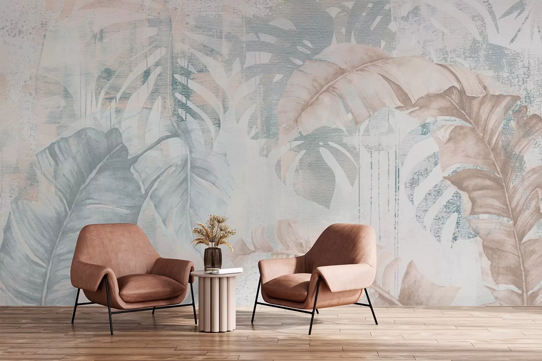 zidne murale Tropsko lišće u grunge stilu w03956