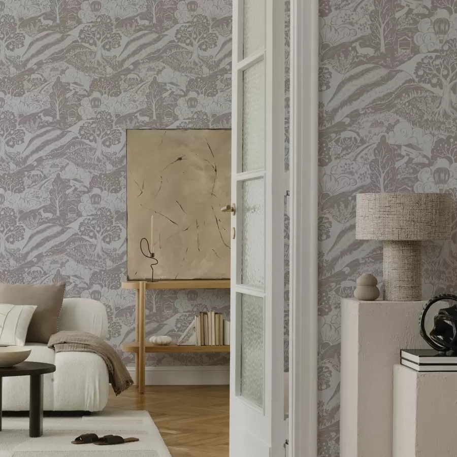 zidne murale Pastelna ilustracija bajke sa životinjama i drvećem a00172v1