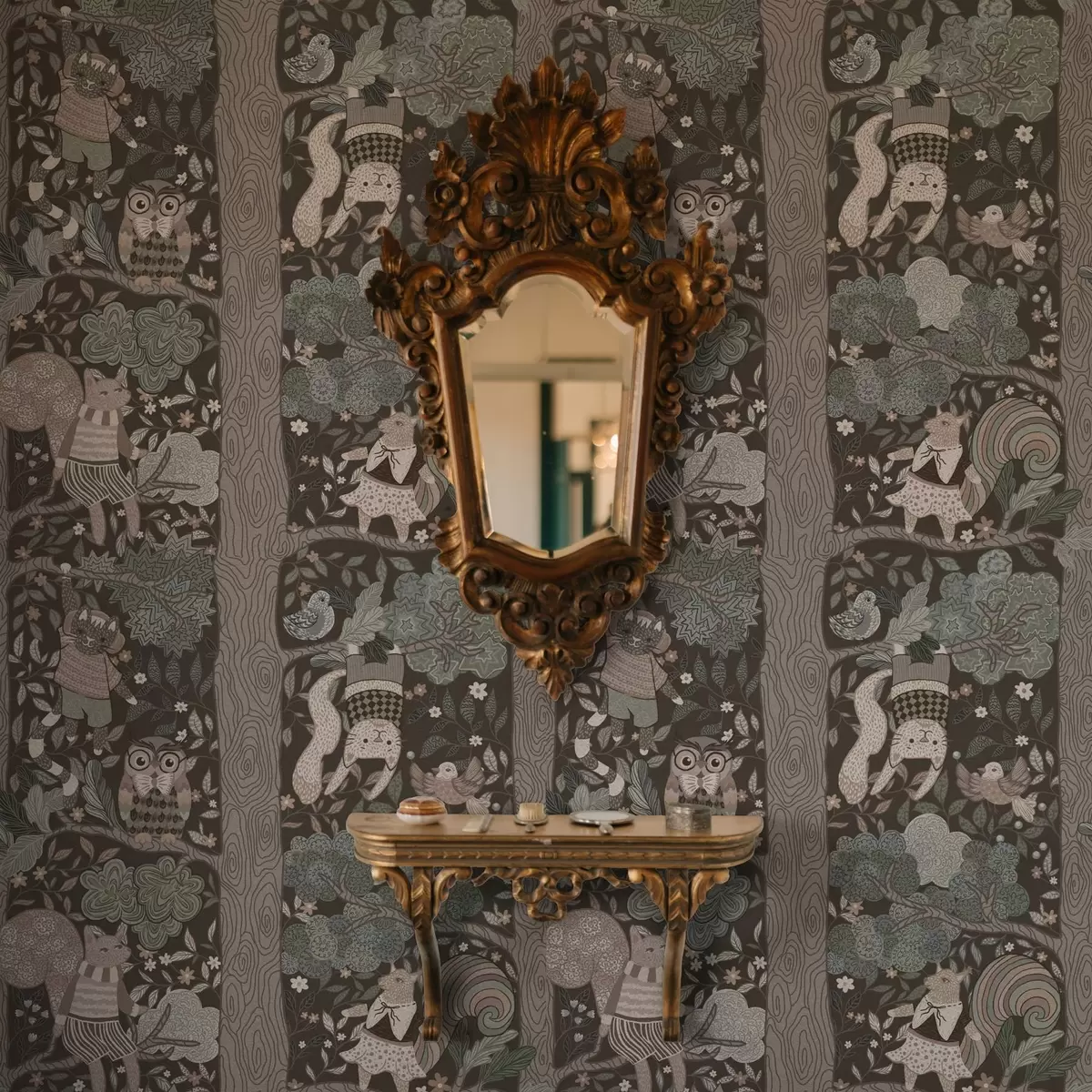 Pozadina Ručno crtani grafički crtež prirode u etno stilu a00173