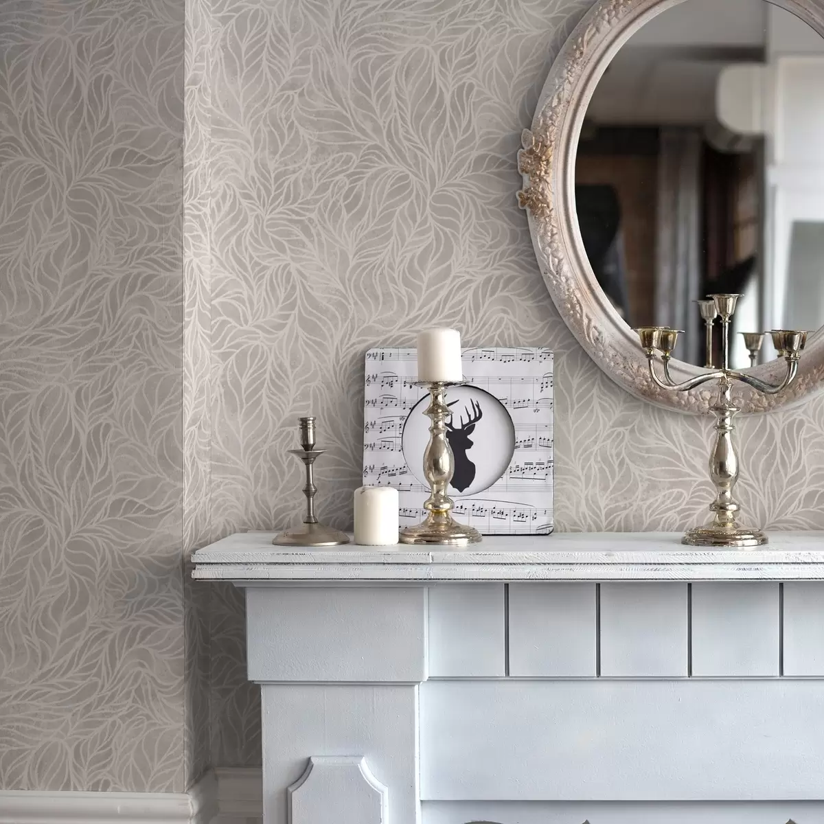 Pozadina Bež apstraktna tekstura s glatkim linijama lišća a00179