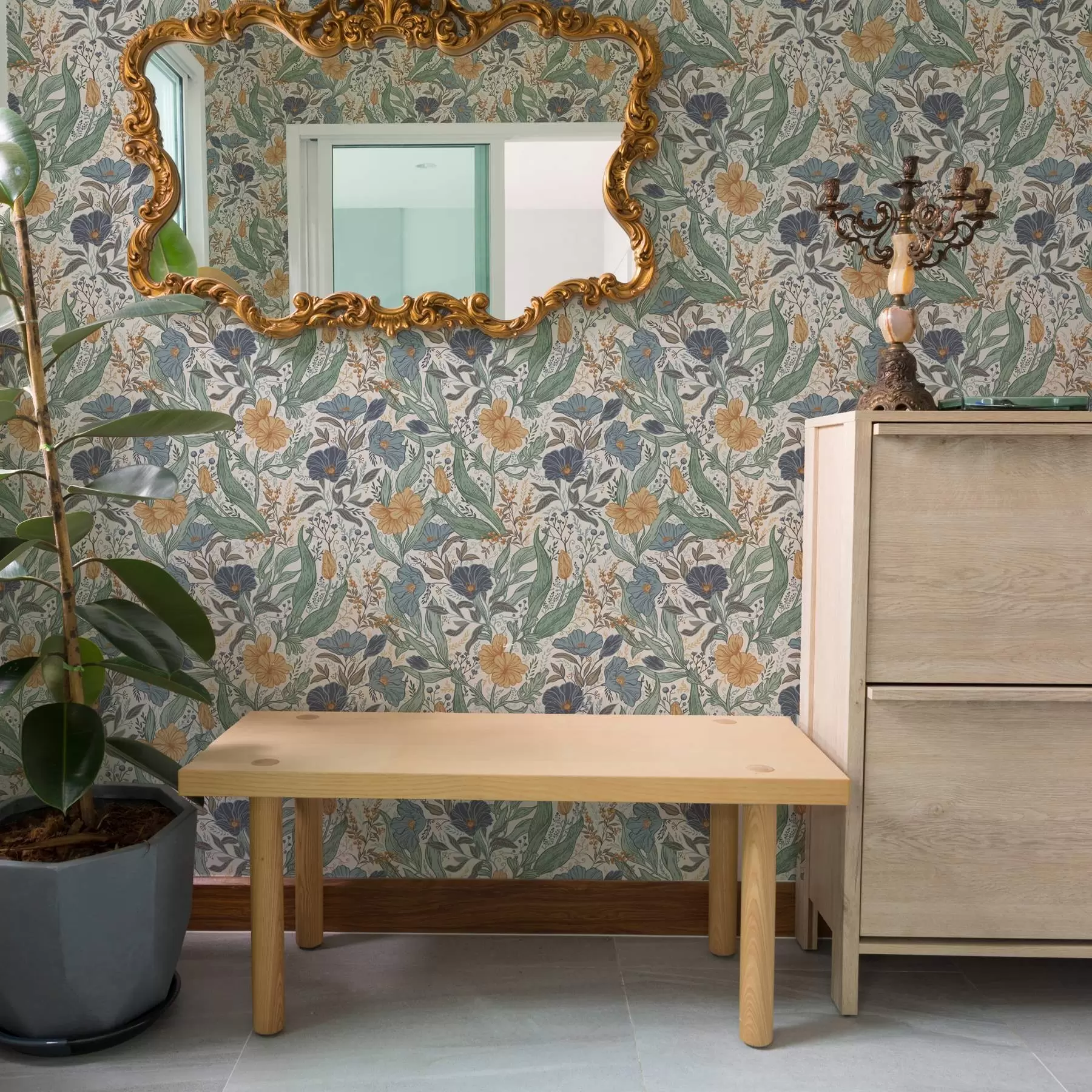 zidne murale Ručno crtana ilustracija livadnog cvijeća u toplim bojama a00180