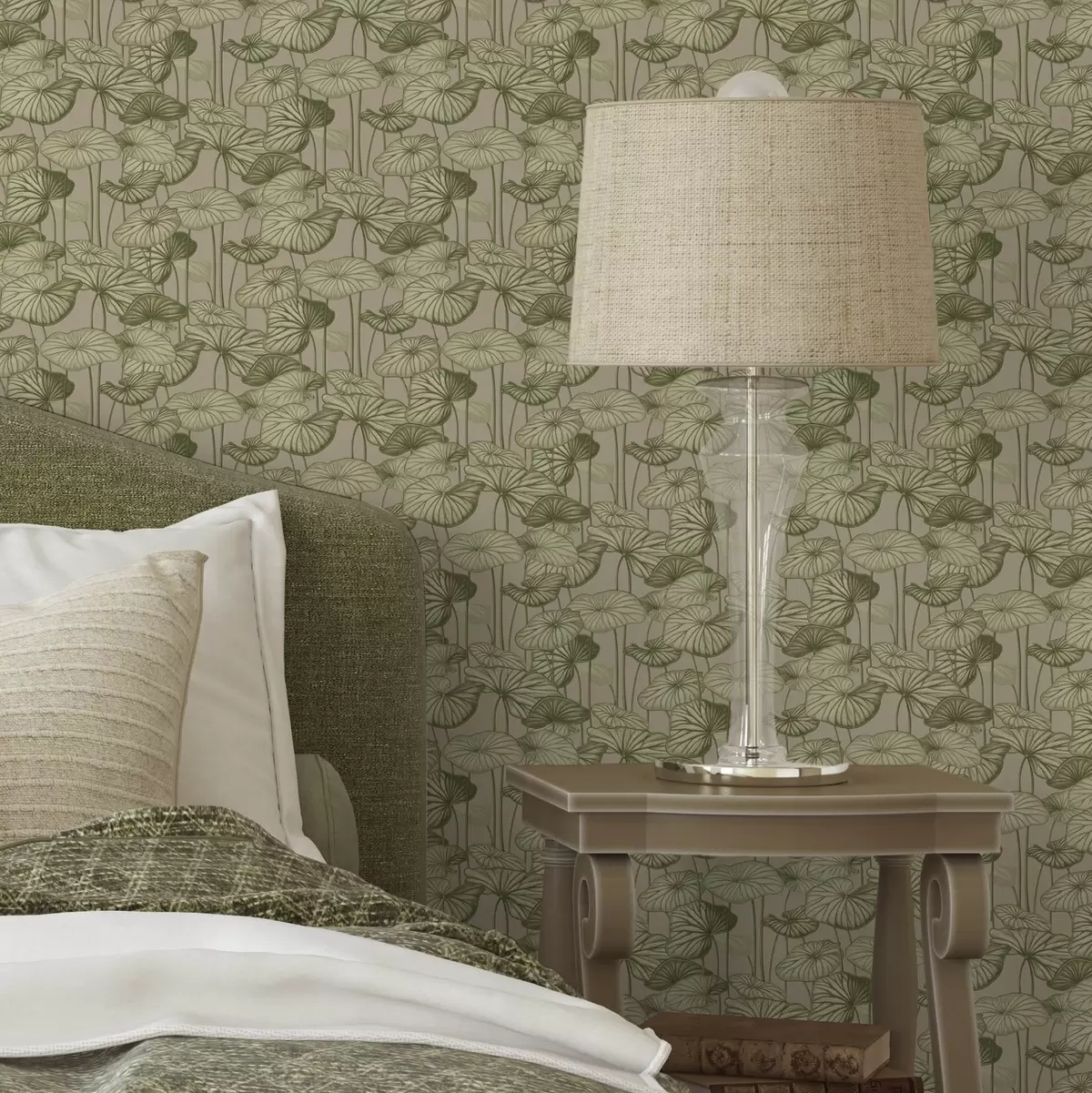 Pozadina Grafički listovi lotosa u retro stilu na bež pozadini a00188