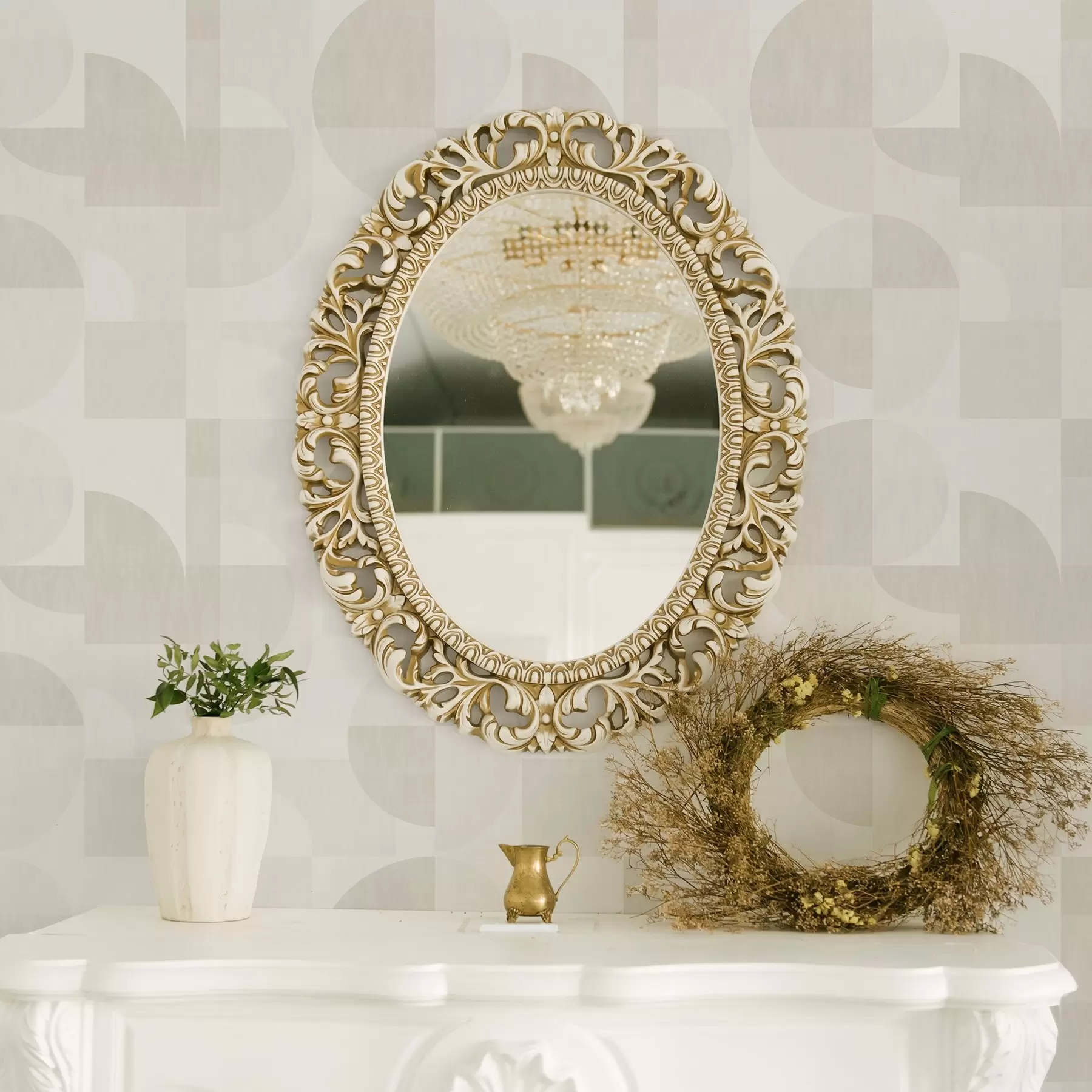 zidne murale Minimalistička geometrija u svijetloj krem paleti a00189